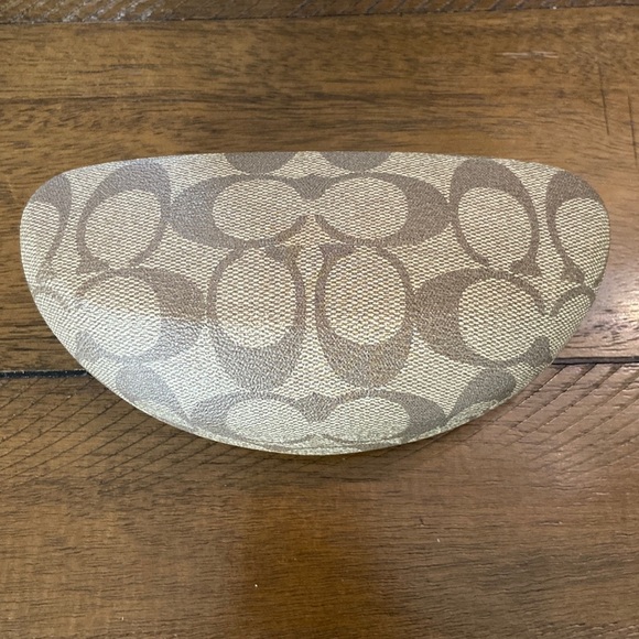 COACH Signature Clamshell Hard Sunglasses Case Tan/Brown EUC - Picture 1 of 4